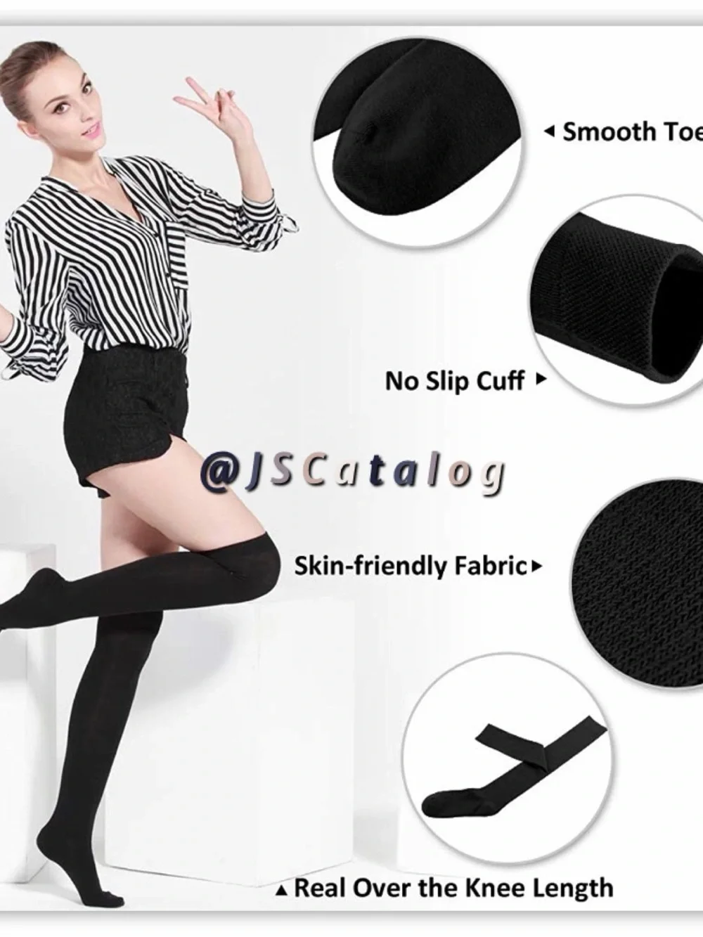 Women’s Black Over-the-Knee Thighhigh Socks - Comfortable Stay-Up Design